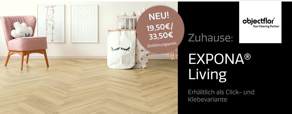 NEU: Zuhause - Expona Living, erhältlich als Clickvariante für 33,50€ und als Klebevariante für nur 19,50€ pro m² bei belago.de